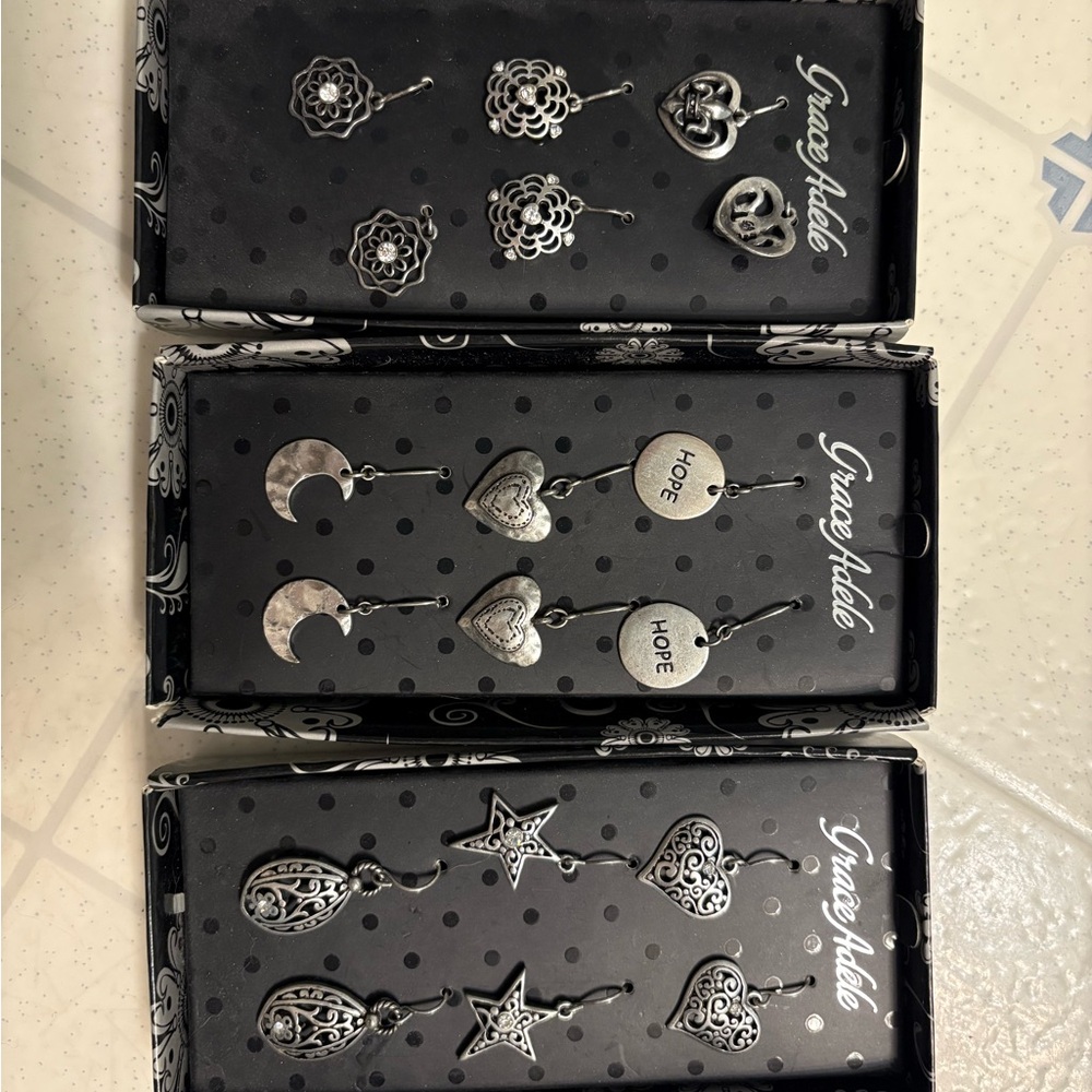 Grace Adele Silver And Black Earring Collection - image 1